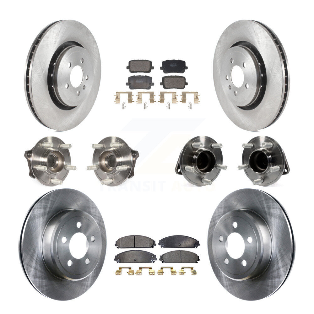 Front Rear Hub Bearing Brake Rotor & Pad Kit (10Pc) For 17-18 Dodge Charger RWD with 5.7L KBB-130089