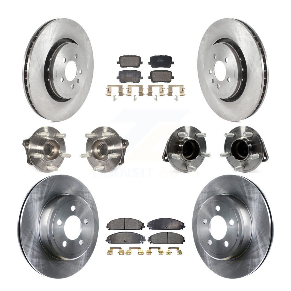 Front Rear Hub Bearing Brake Rotor & Pad Kit (10Pc) For 17-18 Dodge Charger RWD with 5.7L KBB-130089