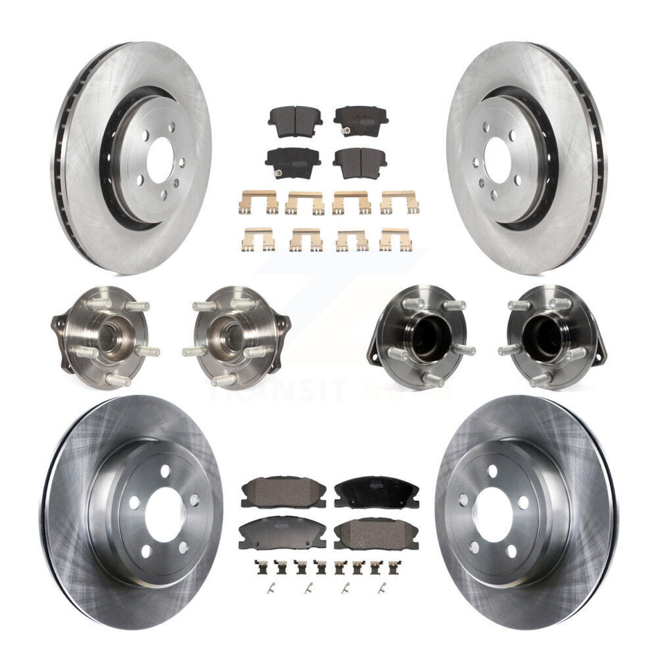 Front Rear Hub Bearing Brake Rotor & Pad Kit (10Pc) For 17-18 Dodge Charger RWD with 5.7L KBB-130090