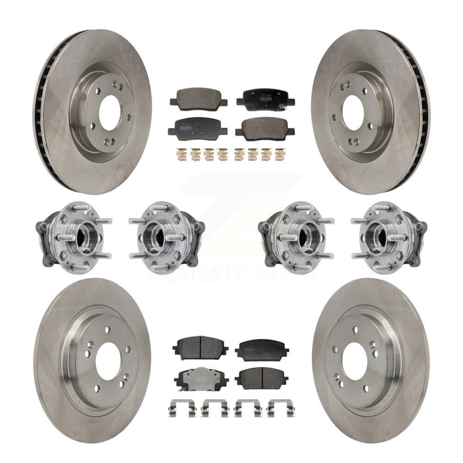 Front Rear Hub Bearing Disc Brake Rotor & Pad Kit (10Pc) For Hyundai Santa Fe Kia Sorento KBB-130100
