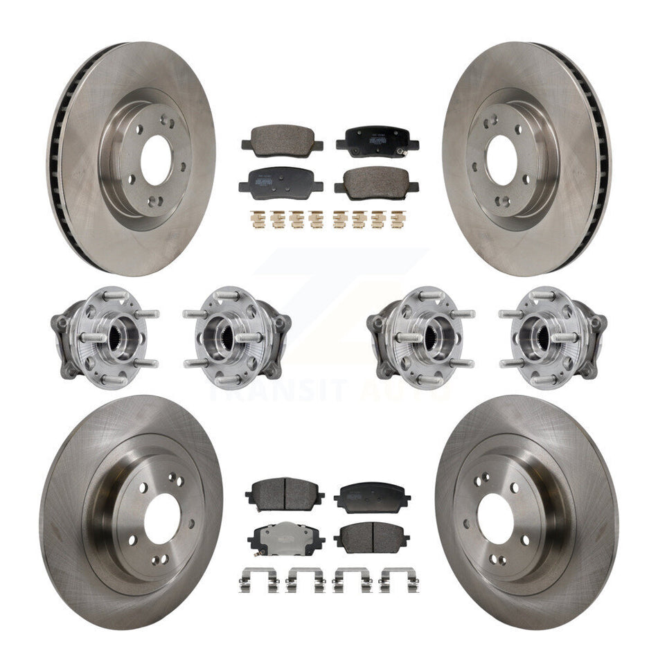 Front Rear Hub Bearing Brake Rotor & Pads Kit (10Pc) For 2022-2024 Hyundai Santa Cruz AWD KBB-130102