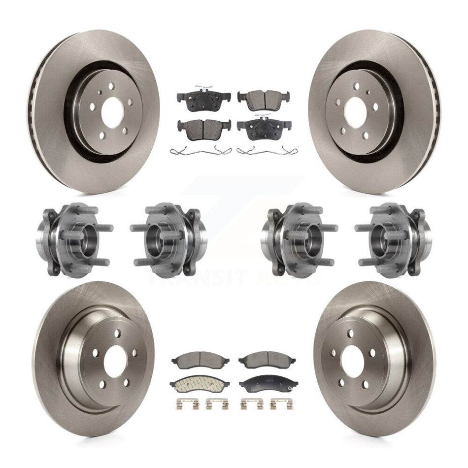 Front Rear Hub Bearing Disc Brake Rotor Pad Kit (10Pc) For 2022-2023 Lincoln Nautilus AWD KBB-130103