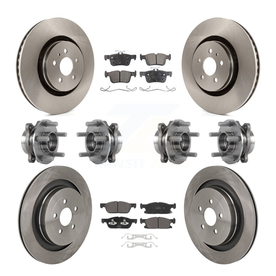 Front Rear Hub Bearing Disc Brake Rotor Pad Kit (10Pc) For 2019-2023 Lincoln Nautilus AWD KBB-130111