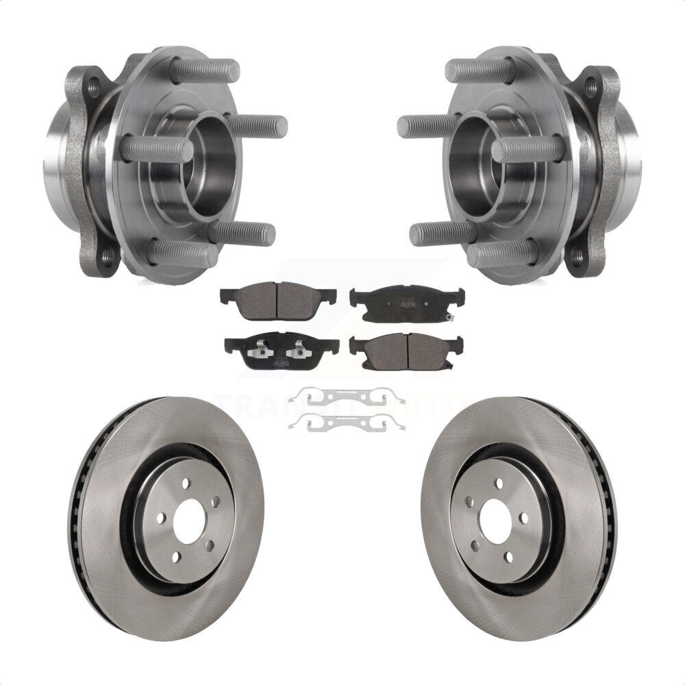 Front Hub Bearing Brake Rotor Pads Kit For 20-24 Ford Edge 2.7L With Red Painted Calipers KBB-130125