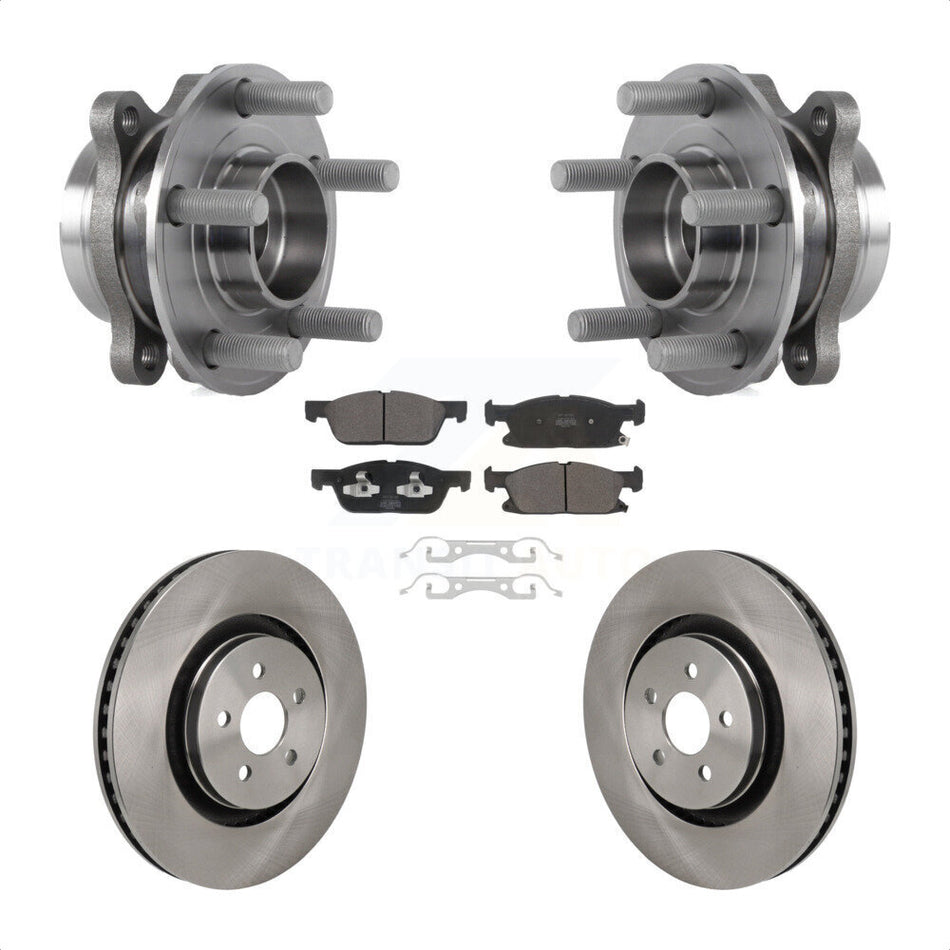 Front Hub Bearing Brake Rotor Pads Kit For 20-24 Ford Edge 2.7L With Red Painted Calipers KBB-130125