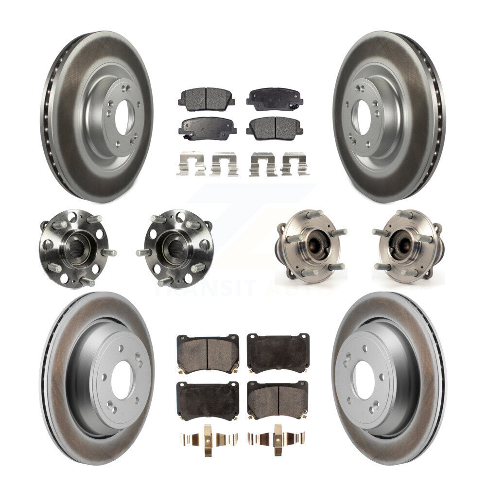 Front Rear Hub Bearing Coated Disc Brake Rotor And Pads Kit (10Pc) For 2011 Hyundai Equus KBB-130184