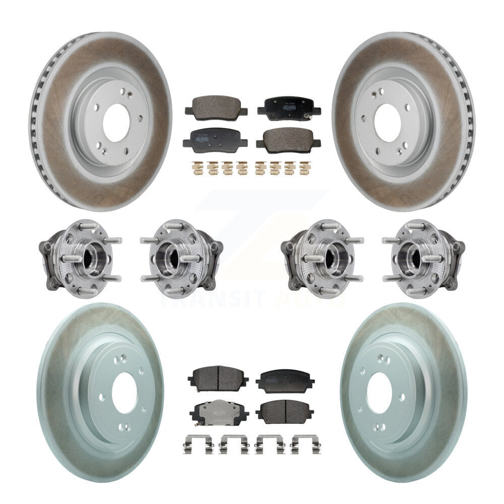 Front Rear Hub Bearing Coated Brake Rotor Pad Kit (10Pc) For Hyundai Santa Fe Kia Sorento KBB-130208
