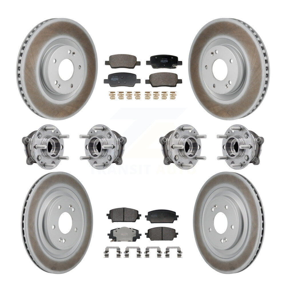 Front Rear Hub Bearing Coated Brake Rotor Pad Kit (10Pc) For Hyundai Santa Fe Kia Sorento KBB-130209