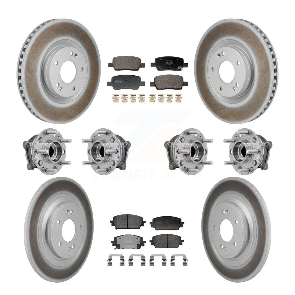 Front Rear Hub Bearing Coated Brake Rotor Pad Kit (10Pc) For 22-24 Hyundai Santa Cruz AWD KBB-130210