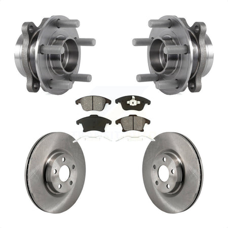 Front Hub Bearing Assembly Disc Brake Rotors And Pads Kit For 2017-2020 Lincoln MKZ 2.0L KBB-130234