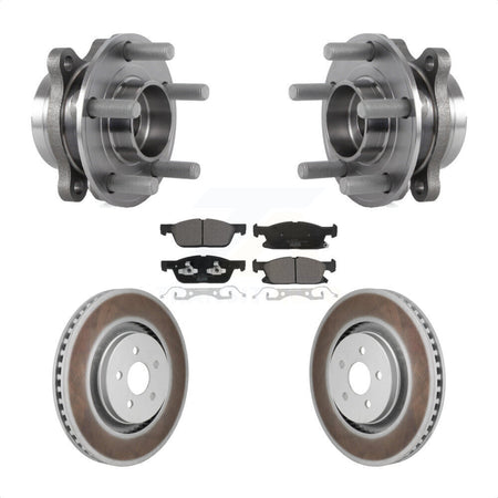 Front Hub Bearing Coat Brake Rotor Pads Kit For 20-24 Ford Edge With Red Painted Calipers KBB-130241
