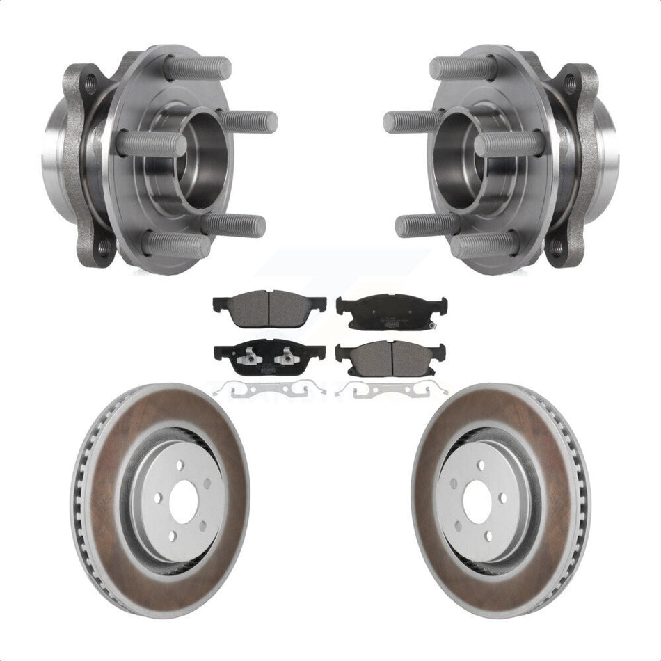 Front Hub Bearing Coat Brake Rotor Pads Kit For 20-24 Ford Edge With Red Painted Calipers KBB-130241