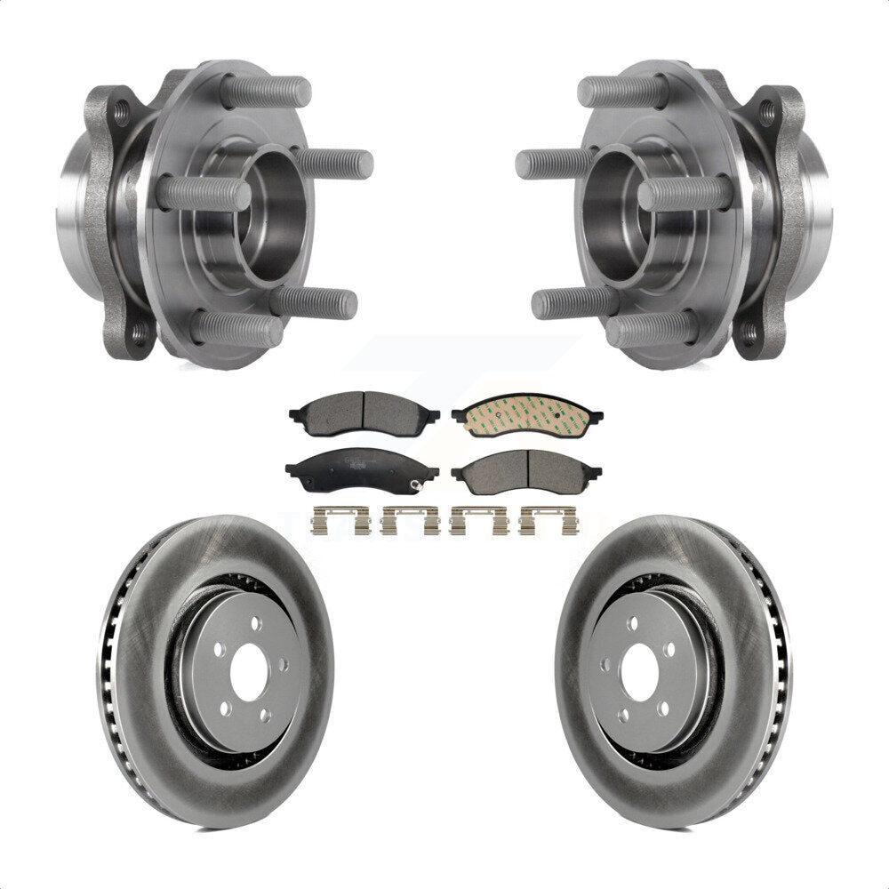 Front Hub Bearing Assembly Coated Disc Brake Rotors And Pads Kit For Lincoln Nautilus KBB-130242