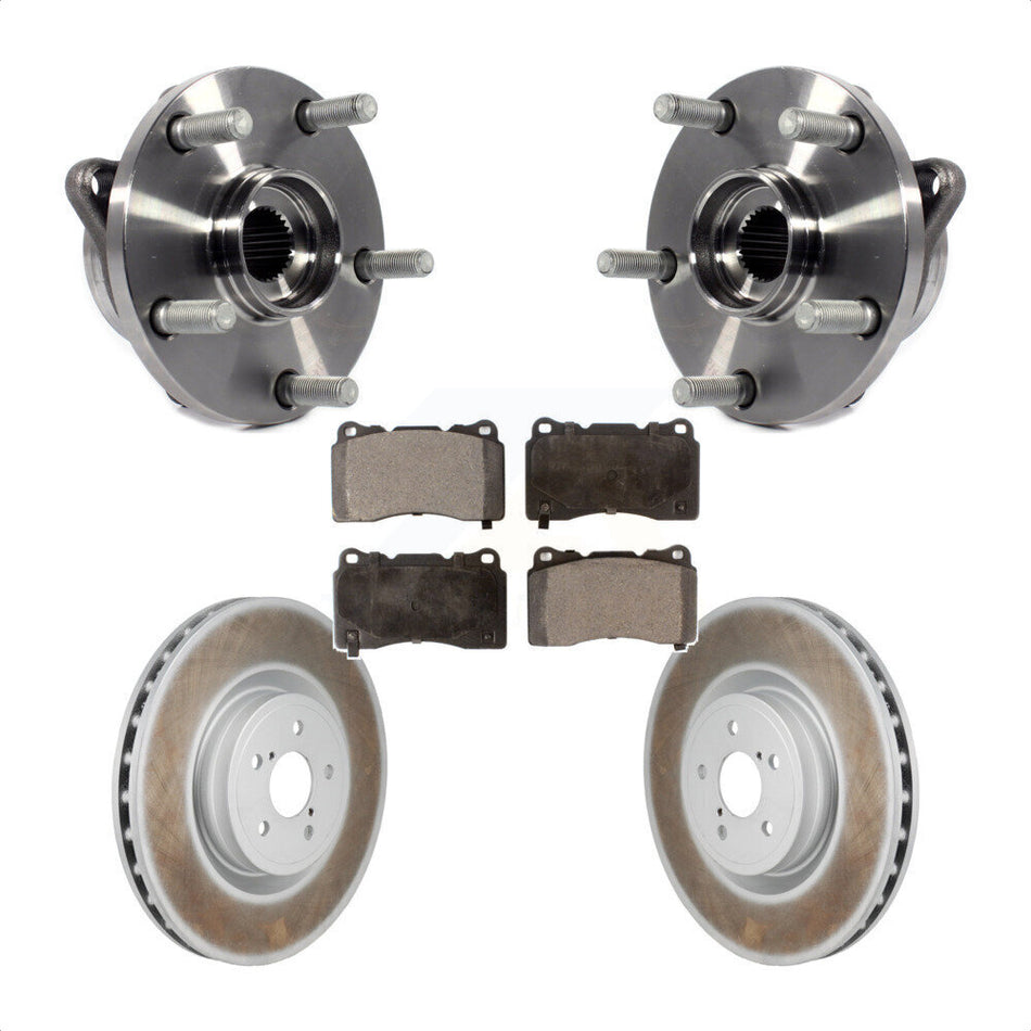 Front Hub Bearing Assembly Coated Brake Rotor And Pad Kit For 2004 Subaru Impreza WRX STI KBB-130248