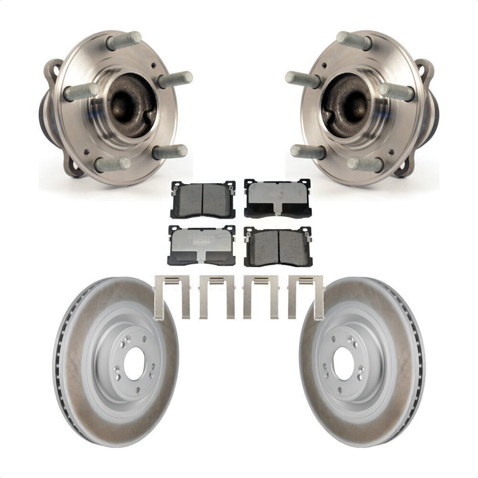 Front Hub Bearing Assembly Coated Disc Brake Rotor & Pads Kit For 2012-2016 Hyundai Equus KBB-130254