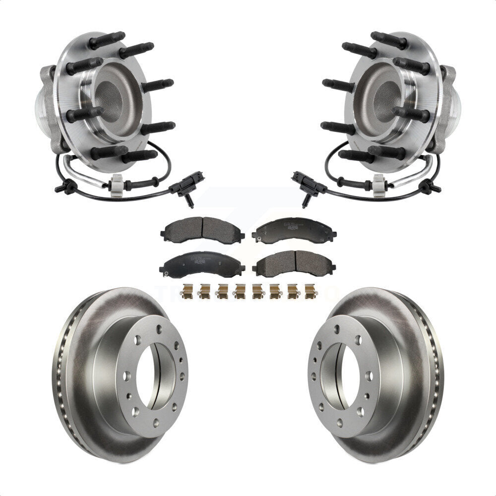 Front Hub Bearing Assembly Coated Disc Brake Rotors And Pads Kit For 2021 GMC Savana 4500 KBB-130265