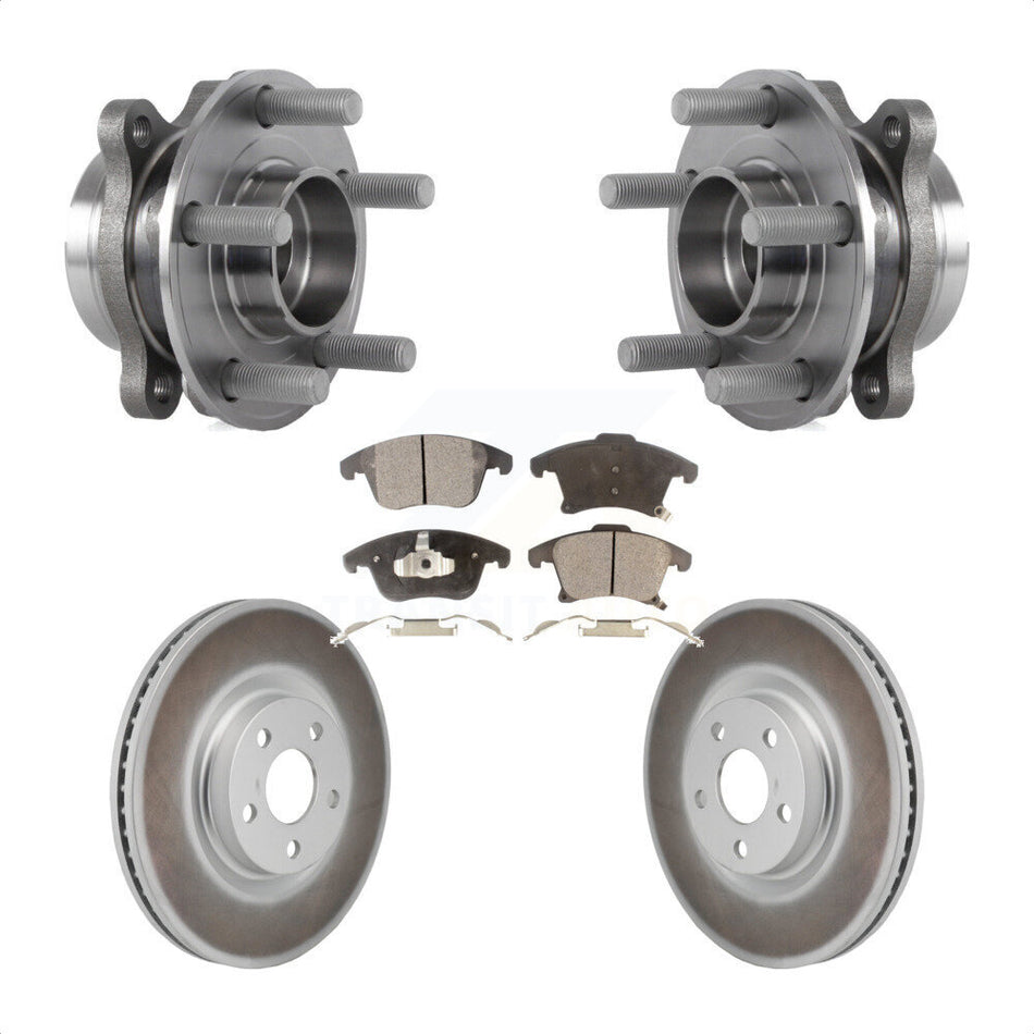 Front Hub Bearing Assembly Coated Disc Brake Rotor Pad Kit For 2017-2020 Lincoln MKZ 2.0L KBB-130268