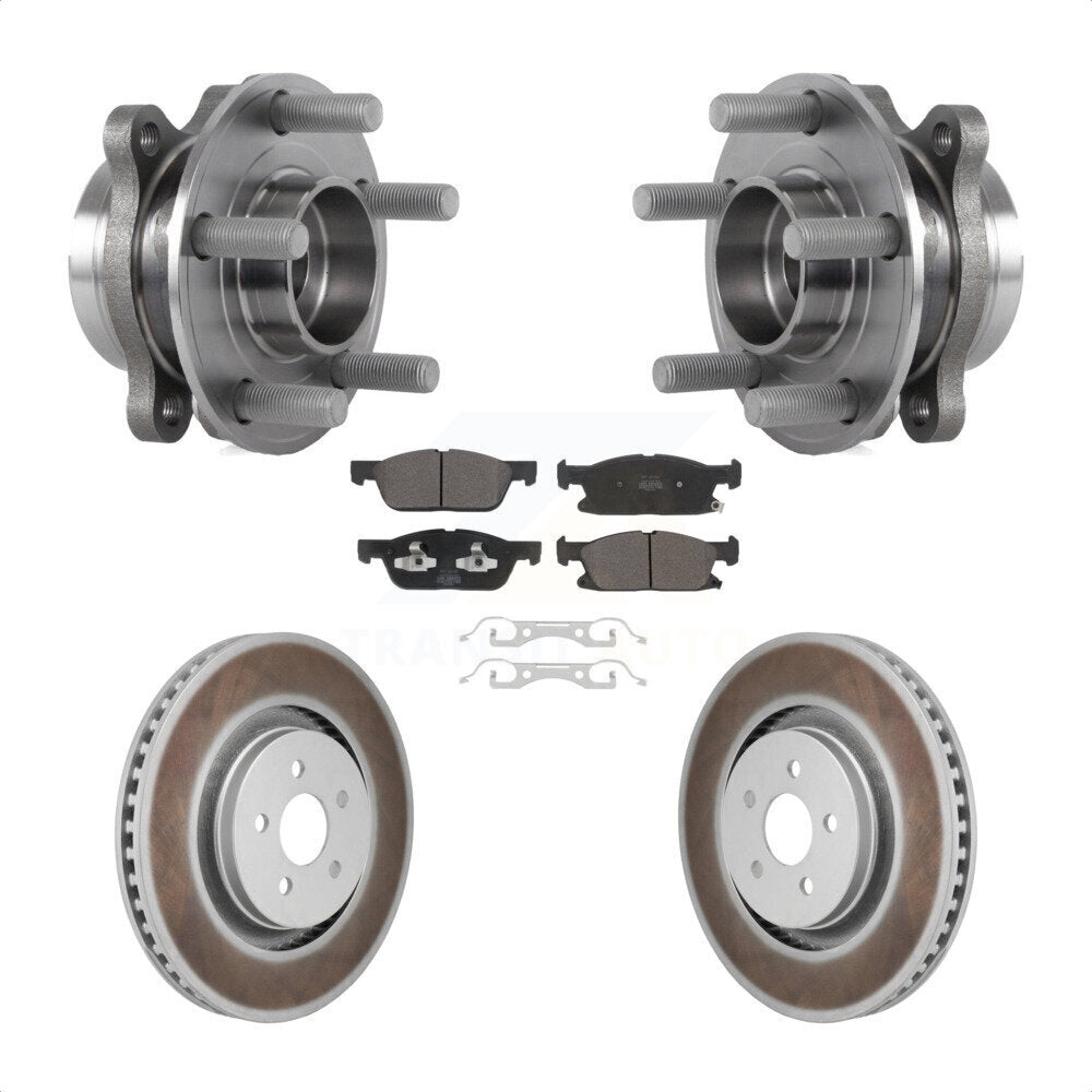 Front Hub Bearing Coat Brake Rotor Pads Kit For 20-24 Ford Edge With Red Painted Calipers KBB-130269