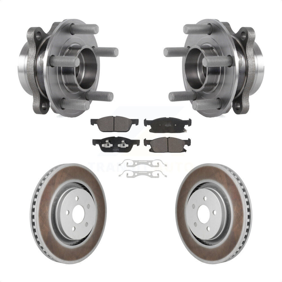 Front Hub Bearing Coat Brake Rotor Pads Kit For 20-24 Ford Edge With Red Painted Calipers KBB-130269
