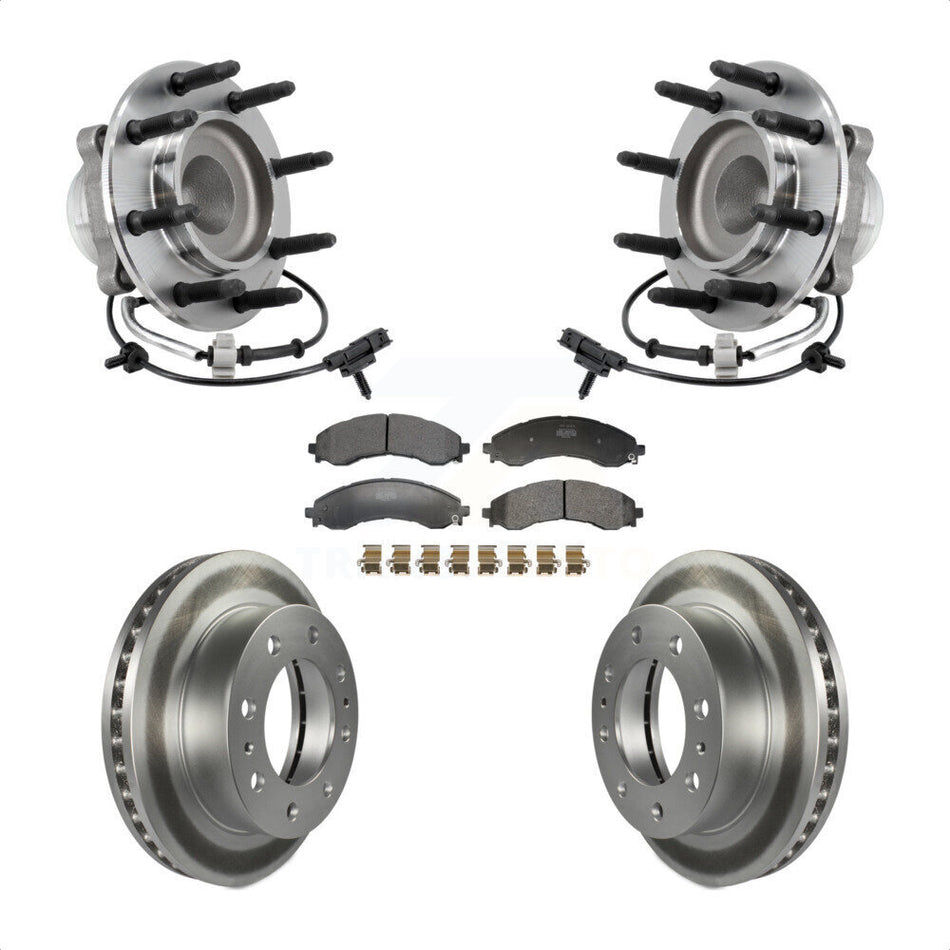 Front Hub Bearing Assembly Coat Brake Rotor Pad Kit For GMC Savana 2500 Chevrolet Express KBB-130293