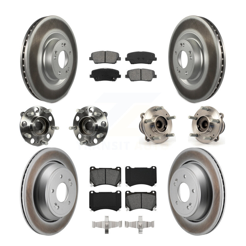 Front Rear Hub Bearing Coated Disc Brake Rotor And Pads Kit (10Pc) For 2011 Hyundai Equus KBB-130303
