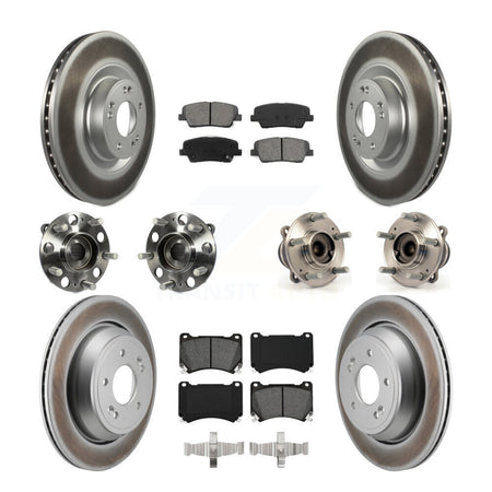 Front Rear Hub Bearing Coated Disc Brake Rotor And Pads Kit (10Pc) For 2011 Hyundai Equus KBB-130303