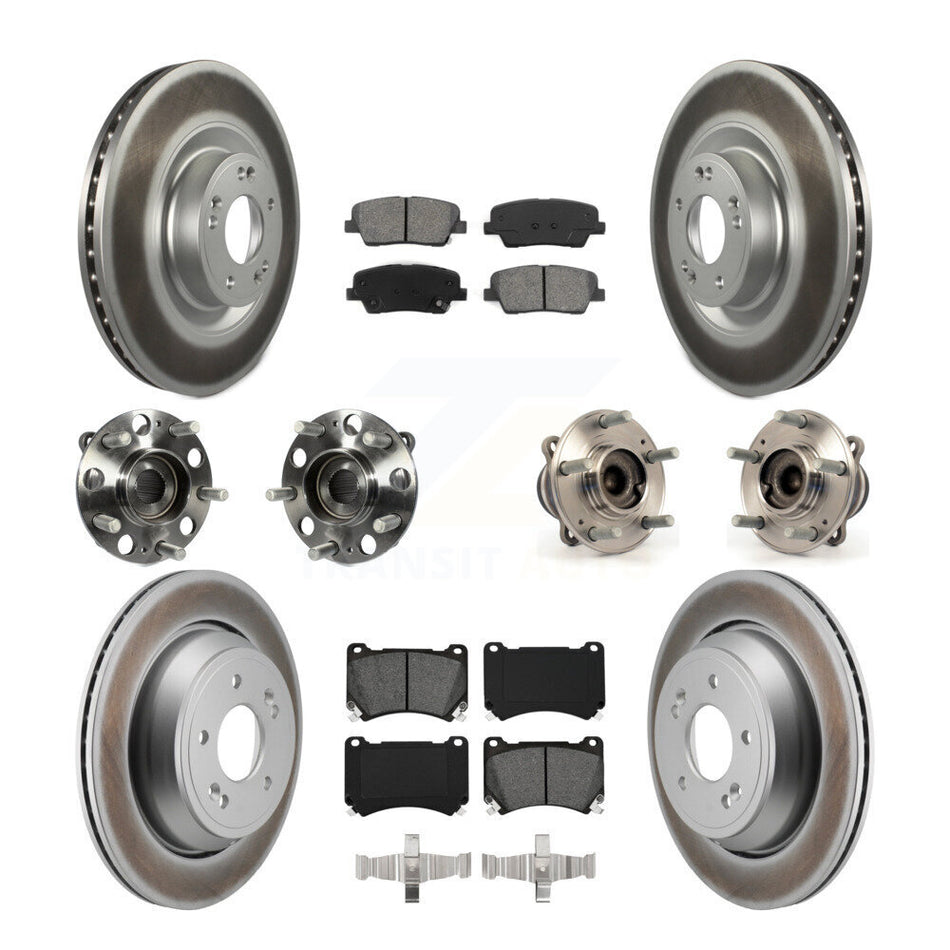 Front Rear Hub Bearing Coated Disc Brake Rotor And Pads Kit (10Pc) For 2011 Hyundai Equus KBB-130303