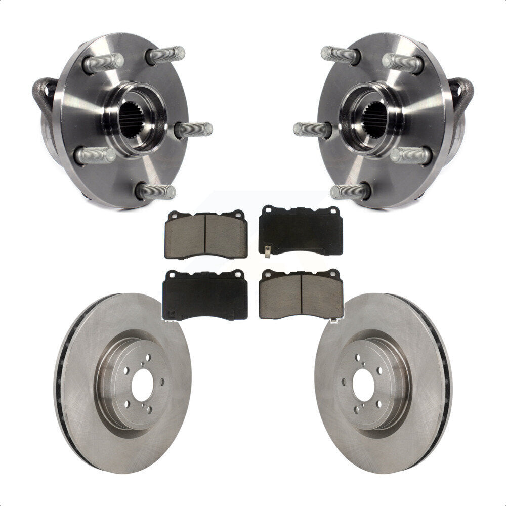 Front Hub Bearing Assembly Disc Brake Rotors And Pads Kit For 2004 Subaru Impreza WRX STI KBB-130323