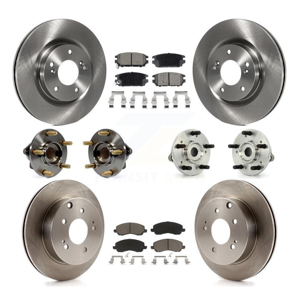 Front Rear Hub Bearing Disc Brake Rotor And Pads Kit (10Pc) For Mitsubishi Eclipse Galant KBB-130351