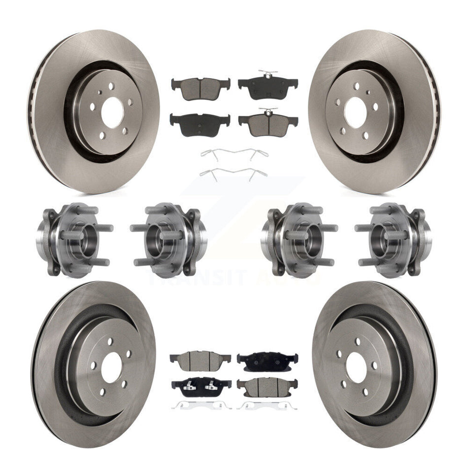 Front Rear Hub Bearing Disc Brake Rotor Pad Kit (10Pc) For 2019-2023 Lincoln Nautilus AWD KBB-130353