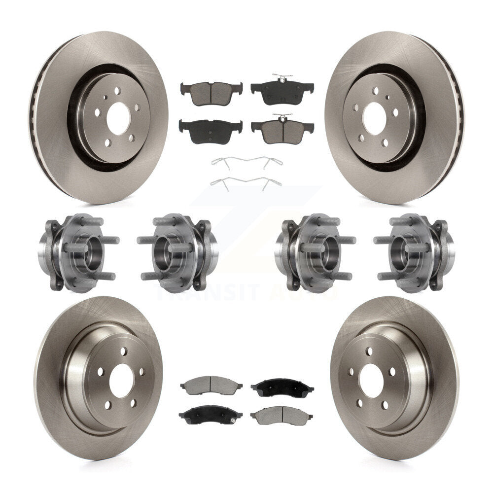 Front Rear Hub Bearing Disc Brake Rotor Pad Kit (10Pc) For 2022-2023 Lincoln Nautilus AWD KBB-130354