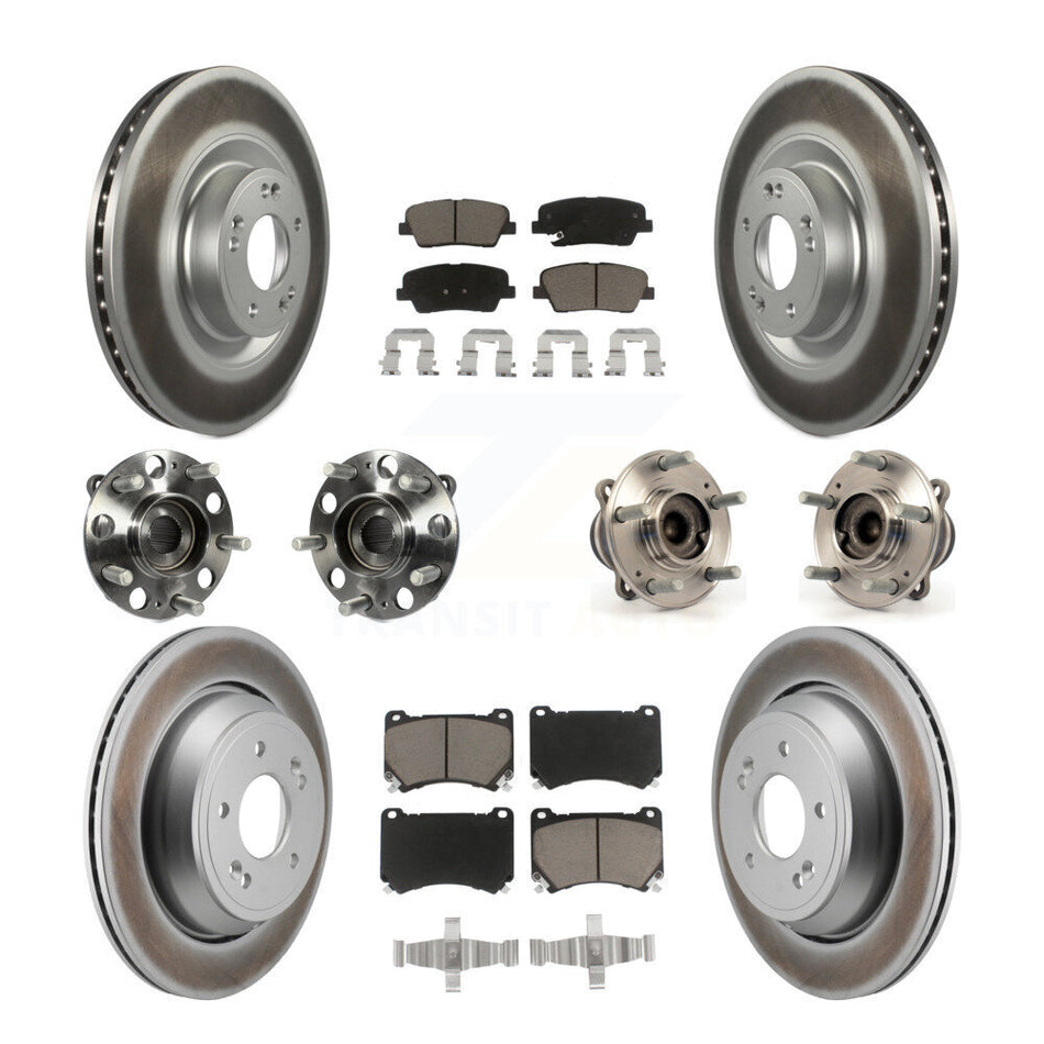 Front Rear Hub Bearing Coated Disc Brake Rotor And Pads Kit (10Pc) For 2011 Hyundai Equus KBB-130394
