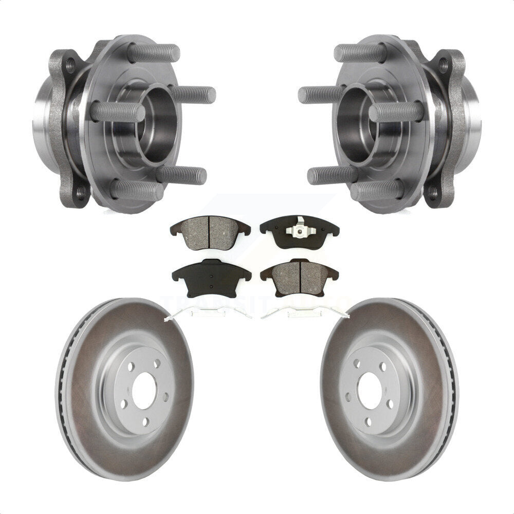 Front Hub Bearing Assembly Coated Disc Brake Rotor Pad Kit For 2017-2020 Lincoln MKZ 2.0L KBB-130403