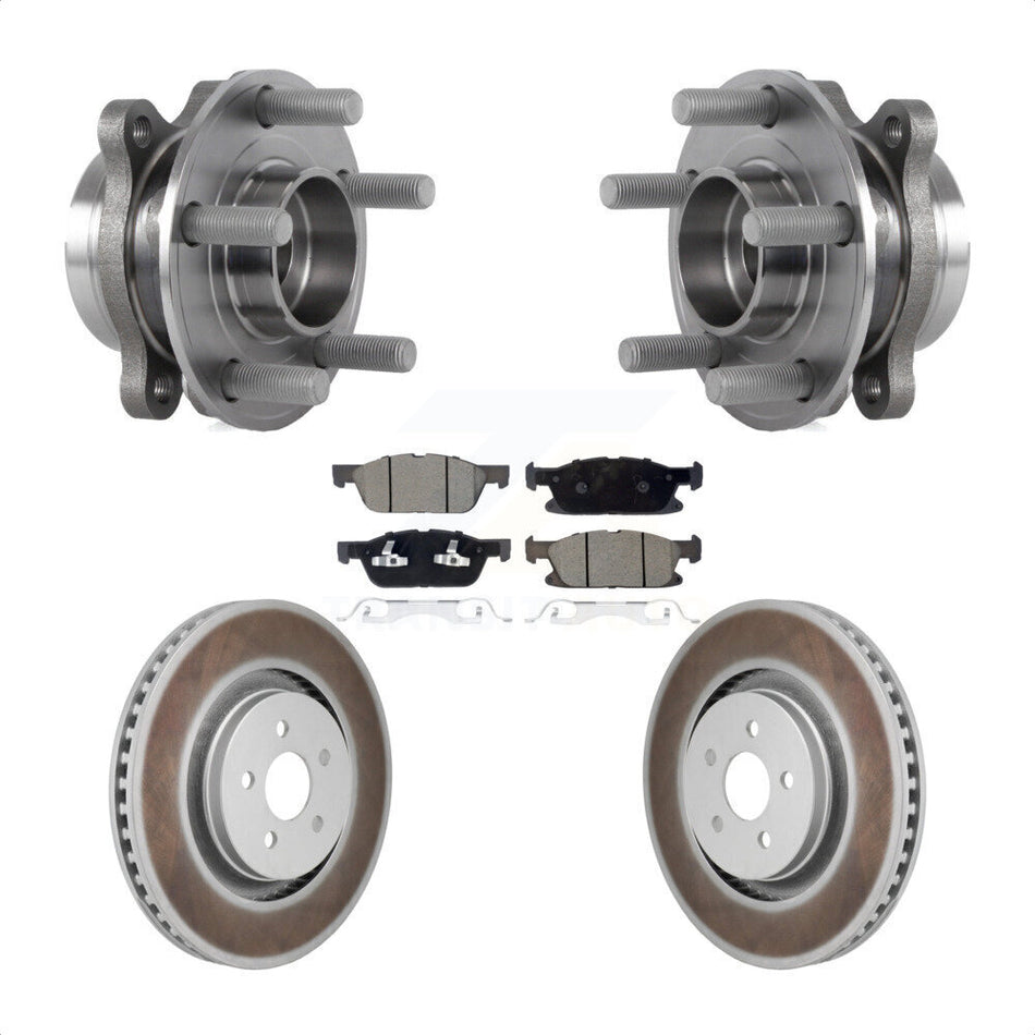 Front Hub Bearing Coat Brake Rotor Pads Kit For 20-24 Ford Edge With Red Painted Calipers KBB-130415