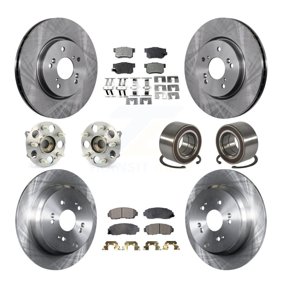 Front Rear Hub Bearing Assembly Disc Brake Rotor And Ceramic Pad Kit (10Pc) For Acura RDX KBB-130424