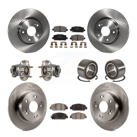 Front Rear Hub Bearing Disc Brake Rotors And Pads Kit (10Pc) For 2016-2022 Honda HR-V FWD KBB-130427