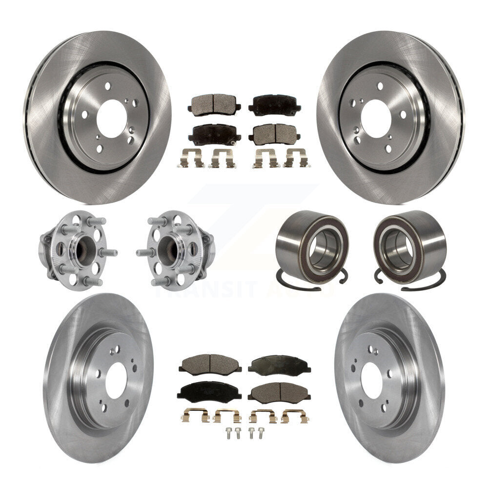 Front Rear Hub Bearings Disc Brake Rotors And Pads Kit (10Pc) For 2018-2023 Honda Odyssey KBB-130429