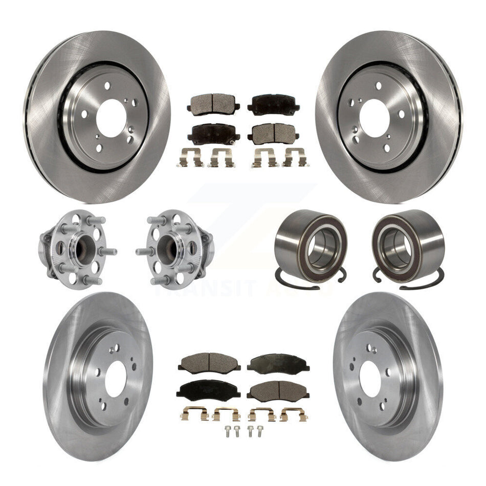 Front Rear Hub Bearings Disc Brake Rotors And Pads Kit (10Pc) For 2018-2023 Honda Odyssey KBB-130429