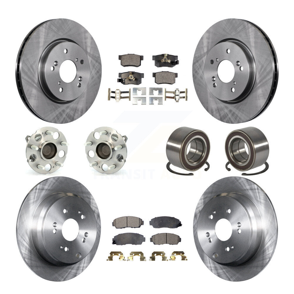 Front Rear Hub Bearing Disc Brake Rotors And Pads Kit (10Pc) For 2007-2011 Honda CR-V FWD KBB-130430