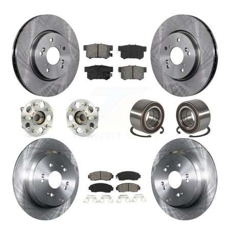 Front Rear Hub Bearings Disc Brake Rotors And Semi-Metallic Pads Kit (10Pc) For Acura RDX KBB-130436