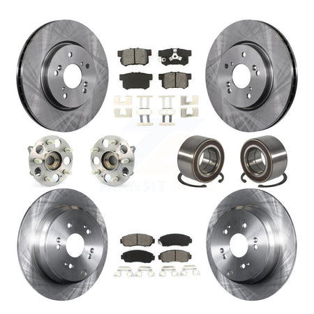 Front Rear Wheel Hub Bearing Disc Brake Rotor And Pad Kit (10Pc) For Honda CR-V Acura RDX KBB-130437