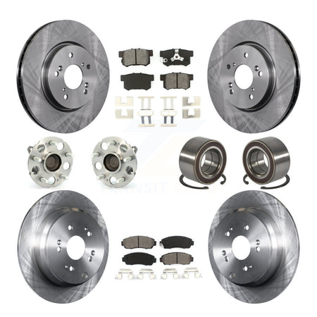 Front Rear Hub Bearing Disc Brake Rotors And Pads Kit (10Pc) For 2007-2011 Honda CR-V FWD KBB-130438
