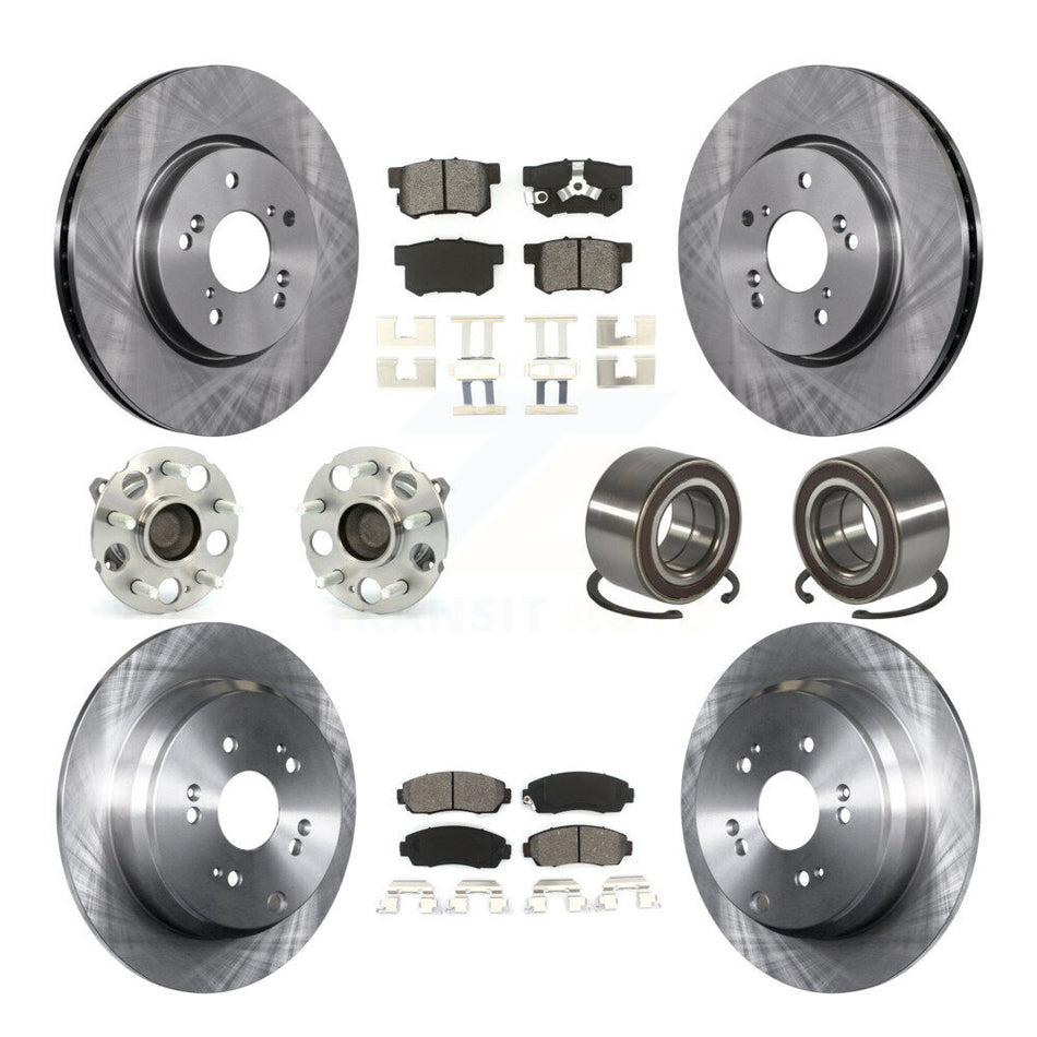 Front Rear Hub Bearing Disc Brake Rotors And Pads Kit (10Pc) For 2007-2011 Honda CR-V FWD KBB-130438
