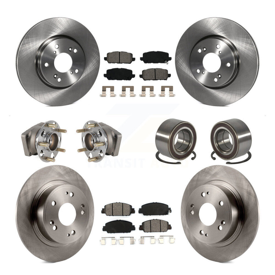 Front Rear Hub Bearing Disc Brake Rotors And Pads Kit (10Pc) For 2016-2022 Honda HR-V AWD KBB-130443