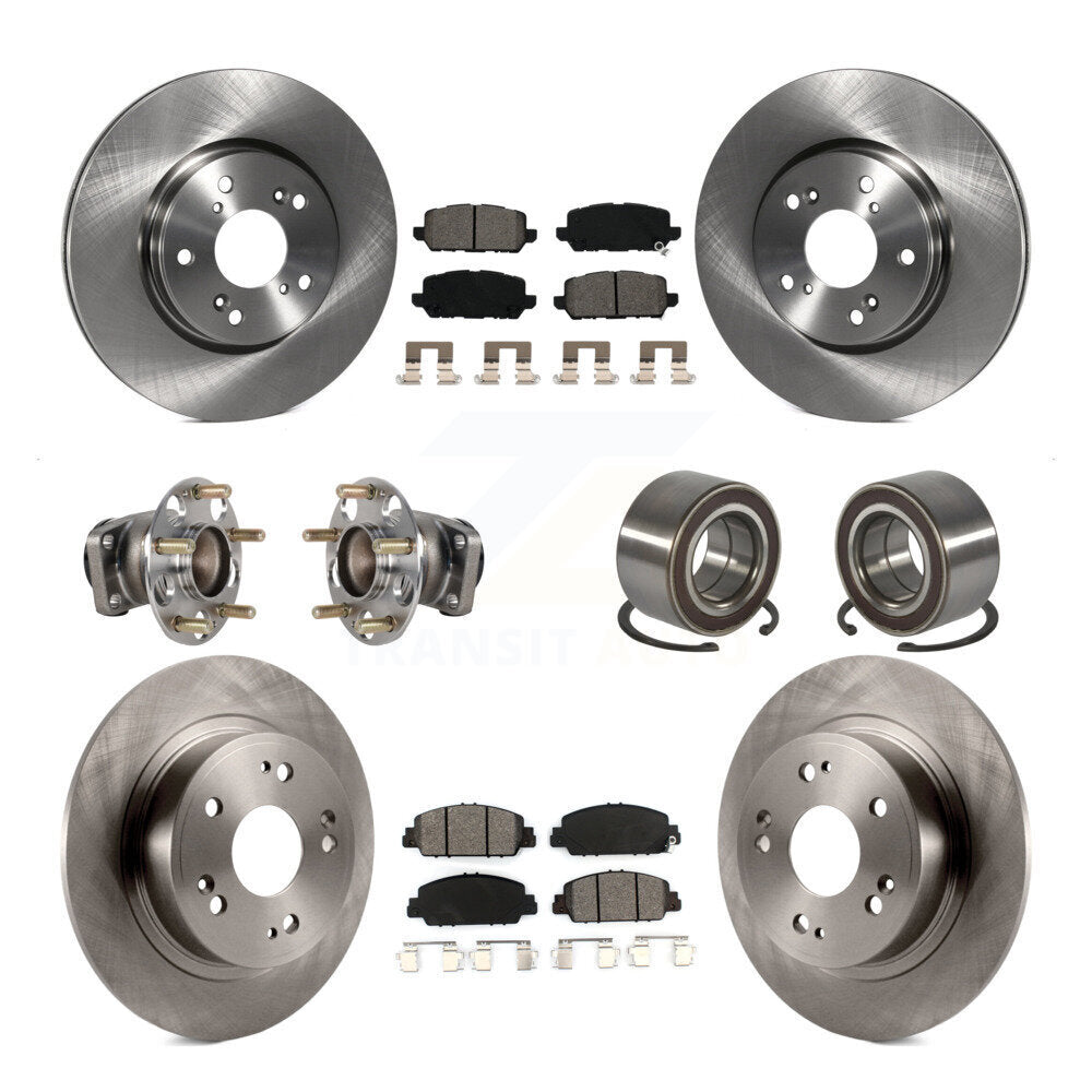 Front Rear Hub Bearing Disc Brake Rotors And Pads Kit (10Pc) For 2016-2022 Honda HR-V FWD KBB-130444