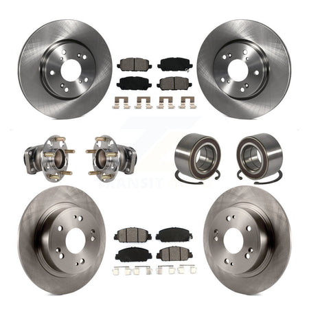 Front Rear Hub Bearing Disc Brake Rotors And Pads Kit (10Pc) For 2016-2022 Honda HR-V FWD KBB-130444