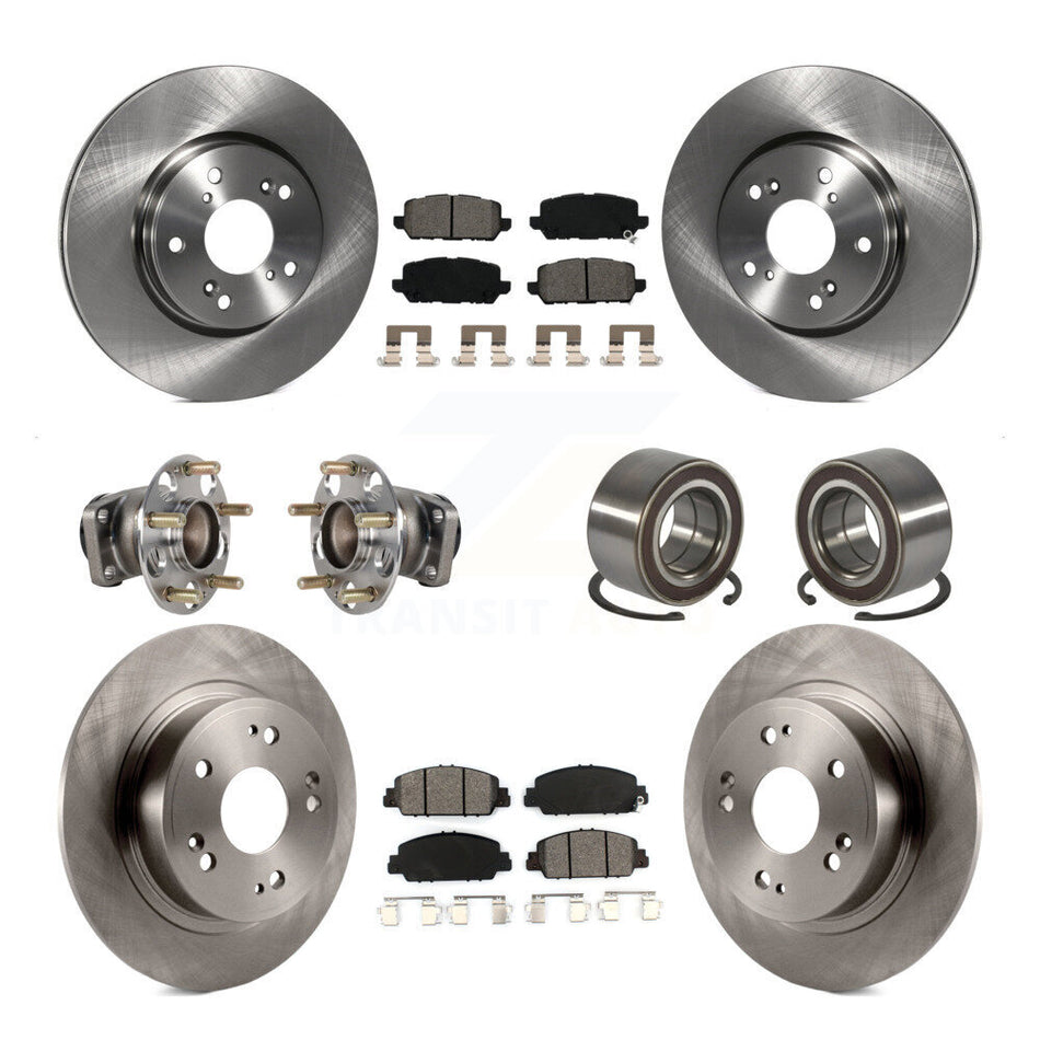 Front Rear Hub Bearing Disc Brake Rotors And Pads Kit (10Pc) For 2016-2022 Honda HR-V FWD KBB-130444