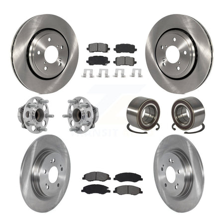 Front Rear Hub Bearings Disc Brake Rotors And Pads Kit (10Pc) For 2018-2023 Honda Odyssey KBB-130446