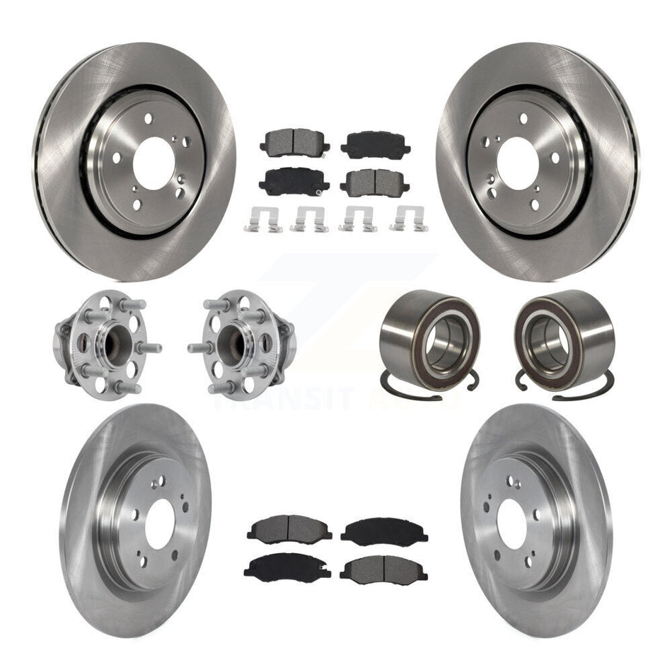 Front Rear Hub Bearings Disc Brake Rotors And Pads Kit (10Pc) For 2018-2023 Honda Odyssey KBB-130446