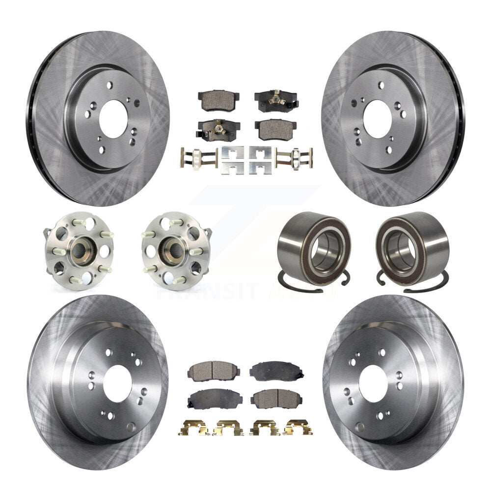 Front Rear Wheel Hub Bearing Disc Brake Rotor And Pad Kit (10Pc) For Honda CR-V Acura RDX KBB-130447
